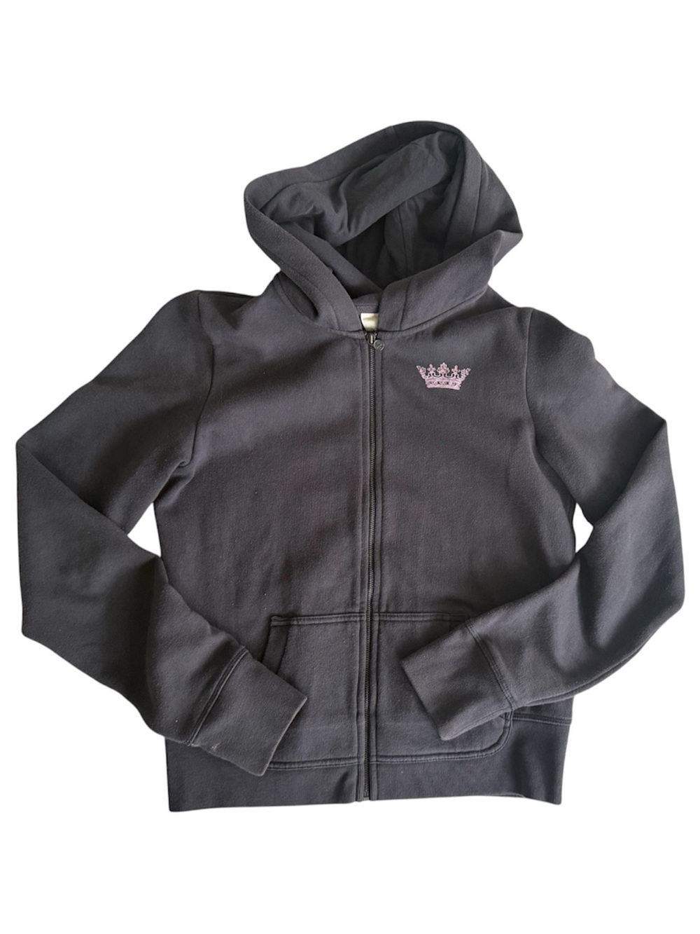 Vintage Express Rhinestone Lion Full Zip Hoodie Sweatshirt Y2K McBling grey S